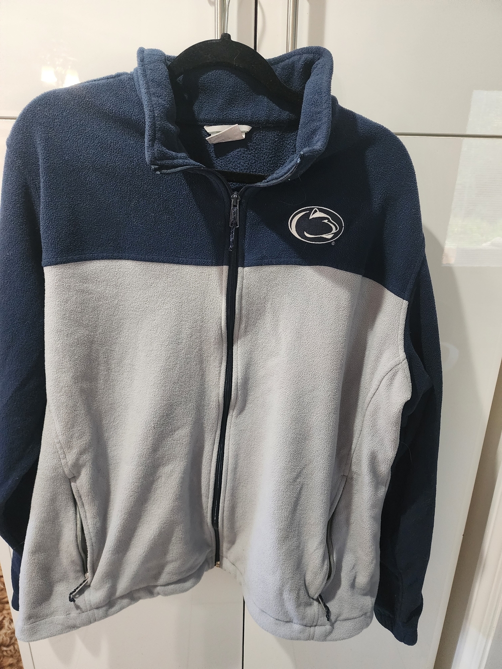 Columbia Penn STATE Two-Tone Full-Zip Fleece Jacket - Navy & Light Gray